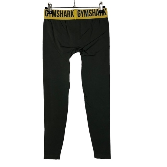 Gymshark Fit Charcoal Gray & Yellow Seamless Athletic Leggings S - Picture 3 of 5